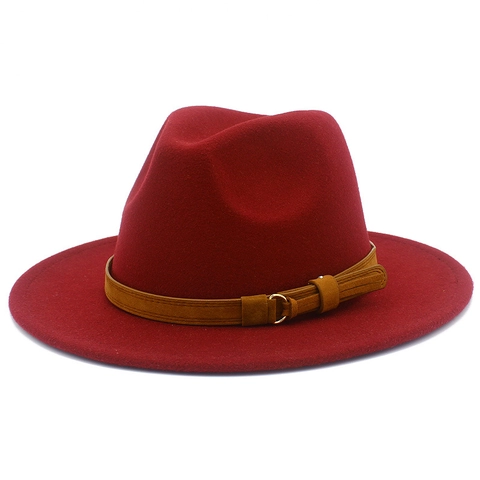 Klassischer Fedora Hut Mit Breiter Krempe Für Damen Herren Polyester Filz Britischer Stil Jazz Kirchenhut Mit Gürtelschnalle Herbst Winter Accessoire