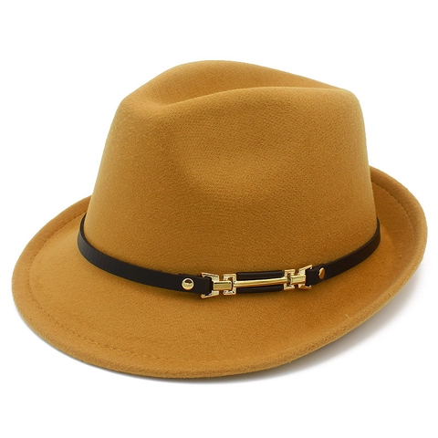 Cappello Fedora in Lana Stile Britannico Con Fibbia a Cintura Cappello Jazz Vintage per Uomo Donna Autunno Inverno Caldo Cappello in Feltro Casual Cappello a Cilindro