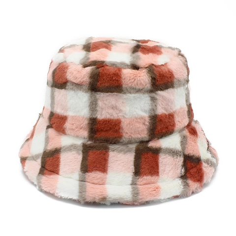 Winter Plüsch Fischerhut Kunstpelz Warm Patchwork Gitter Schachbrett Fischerkappe Für Damen Herren Lässiger Winddichter Outdoor Hut