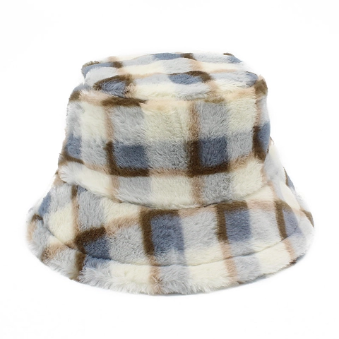 Cappello da Pescatore Invernale in Peluche da Donna Imitazione Pelliccia di Coniglio Ispessito Caldo Antivento Plaid