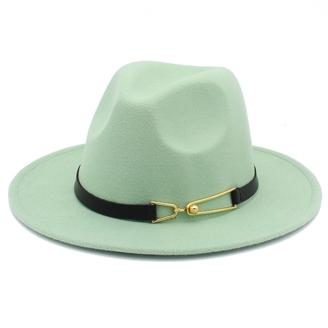 Classic Fedora Hat For Women Men Polyester Cotton Blend Wide Brim Jazz Hat With Belt Buckle Winter Warm Retro Party Hat