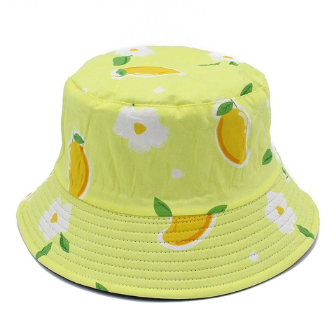 Cappello a Secchiello da Donna in Cotone Double Face Fresco Stampa Floreale Mango Protezione Solare Traspirante Mare