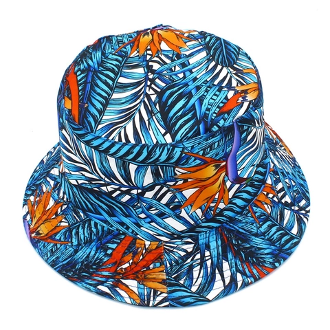 Unisex Cotton Reversible Tropical Plants Print Bucket Hat Birds Of Paradise Floral Sun Protection Beach Summer Hat