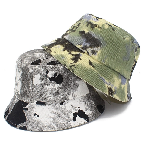 Cappello da Pescatore in Cotone Tie Dye per Uomo Donna Streetwear Mimetico Protezione Solare Outdoor Viaggio Pieghevole