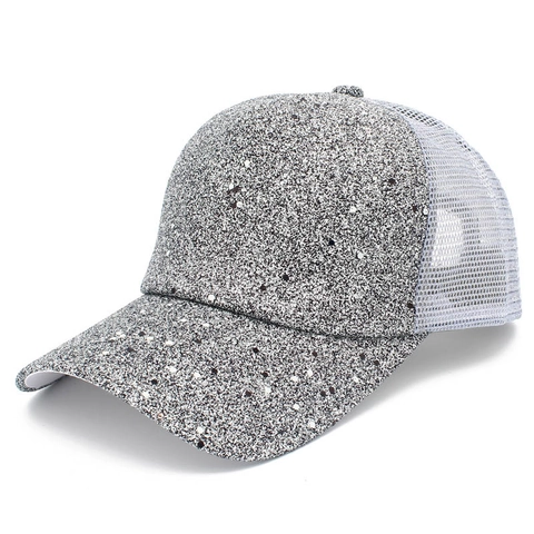 Mode Pailletten Mesh Honkbalpet Voor Dames Heren Ademend Glanzend Glitter Trucker Hat Verstelbaar Outdoor Zonnehoed