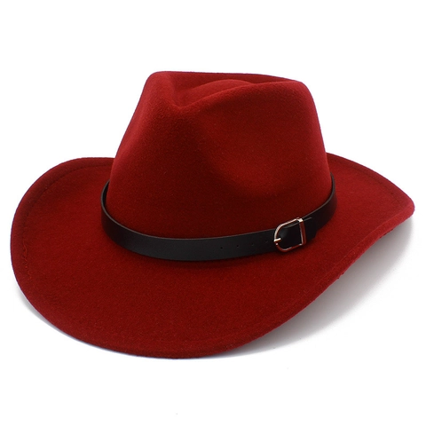 Cappello Fedora Western da Cowboy per Uomo Donna Cappello Jazz in Feltro di Lana Retro Con Fibbia Tesa Larga Curva Cappello da Sole Esterno