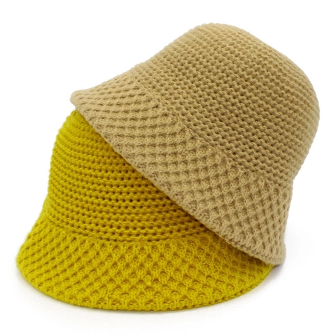 Gorro de Pescador de Punto de Invierno para Mujer Cálido Color Sólido Hilo de Ganchillo Suave Estilo Vintage Ropa de Cabeza Casual
