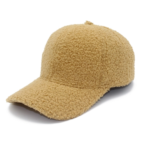 Berretto da Baseball in Lana d'Agnello Autunno Inverno per Uomo Donna Tinta Unita Regolabile Cappello in Teddy Fleece