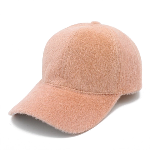 Berretto da Baseball in Ecopelliccia da Donna Caldo Cappello Invernale in Peluche Tinta Unita Regolabile Cappello da Sole