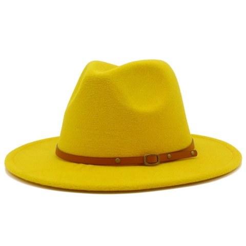 Vintage Wool Blend Wide Brim Fedora Hat British Style Jazz Panama Hat For Men Women Winter Warm Felt Hat With Leather Band