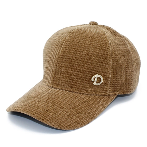 Berretto da Baseball in Velluto a Coste Vintage da Donna Lettera D con Strass Regolabile Moda Parasole Autunno Inverno