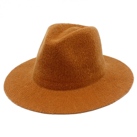 Women Knitted Foldable Fedora Hat Wide Brim Soft Chenille Warm Winter Jazz Hat Solid Color Retro Sun Hat For Travel