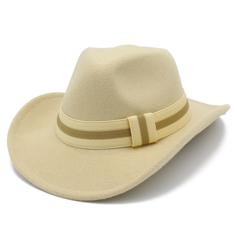Western Cowboy Fedora Hat Men Women Vintage Wide Brim Jazz Hat Striped Band Outdoor Fashion Sunshade Casual Headwear