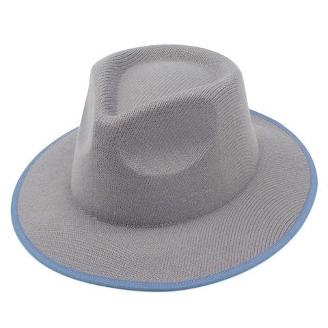 Unisex Vintage Fedora Καπέλο από Μείγμα Μαλλιού Υψηλής Ποιότητας Δίχρωμο με Αντίθεση στο Τελείωμα Φαρδύ Γείσο Jazz Καπέλο για Άνδρες Γυναίκες Ταξίδι Μόδα