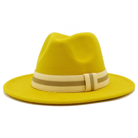 Vintage Unisex Fedora Hat Large Brim Polyester Felt Jazz Hat With Striped Spiral Woven Band Elegant British Style Party Dress Hat