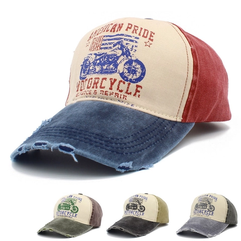 Berretto da Baseball Vintage American Pride Motorcycle Distressed in Cotone Lavato Regolabile Cappello da Sole per Uomo Donna Casual Outdoor