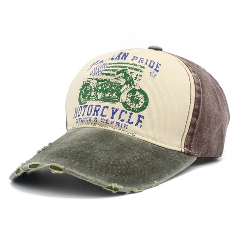 Berretto da Baseball Vintage American Pride Motorcycle Distressed in Cotone Lavato Regolabile Cappello da Sole per Uomo Donna Casual Outdoor