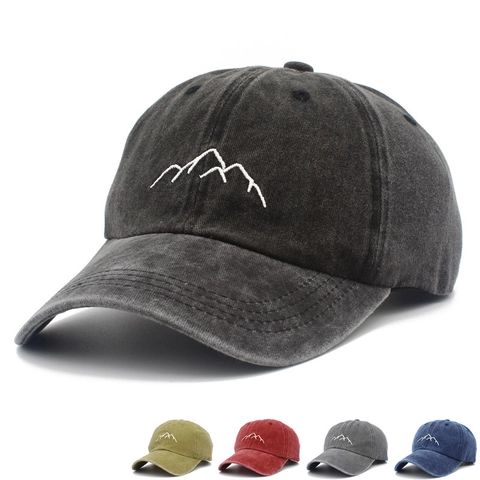 Berretto da Baseball Vintage in Cotone Lavato Con Ricamo a Montagna Cappello da Sole All'aperto Regolabile per Uomo Donna