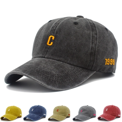 Berretto da Baseball in Cotone Lavato Vintage per Uomo Donna Lettera C 1999 Ricamata Retro Streetwear Cappello da Sole Regolabile