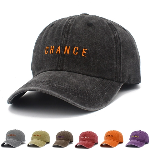 Berretto da Baseball Vintage in Cotone Lavato con Ricamo Lettere Chance per Uomo Donna Regolabile Cappello da Sole Distressed