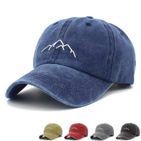 Berretto da Baseball in Cotone Lavato Vintage Con Ricamo a Montagna Per Uomo Donna Regolabile Protezione Solare Sport Cappello