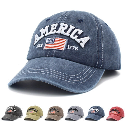 Berretto da Baseball in Cotone Lavato Ricamo America Est 1776 Cappello Distressed Regolabile per Sport all'Aperto Uomo Donna