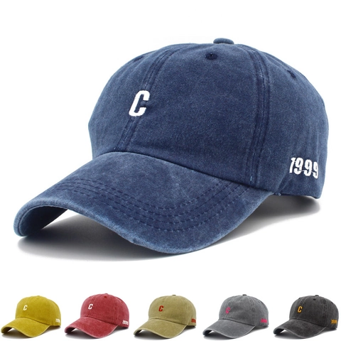 Gorra de Béisbol de Algodón Lavado Vintage para Hombre Mujer Ajustable Streetwear Soft Top Sombrero de Papá con Bordado Letra C