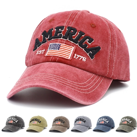 Vintage Washed America Flag Baseballkappe Für Damen Herren Est 1776 Distressed Baumwolle Verstellbar Lässig Sonnenhut Outdoor