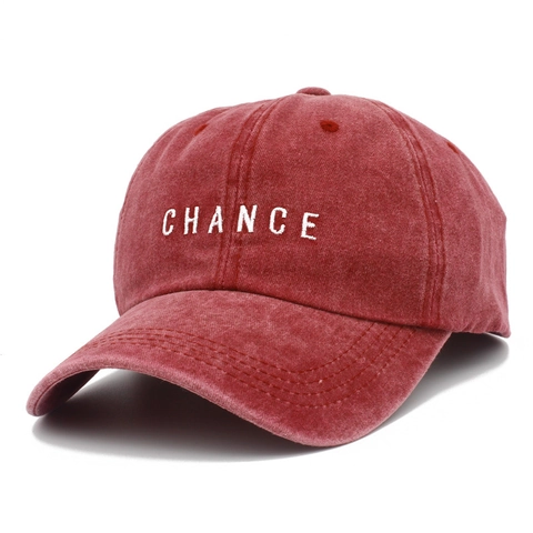 Berretto da Baseball Vintage in Cotone Lavato con Ricamo Lettere Chance per Uomo Donna Regolabile Cappello da Sole Distressed