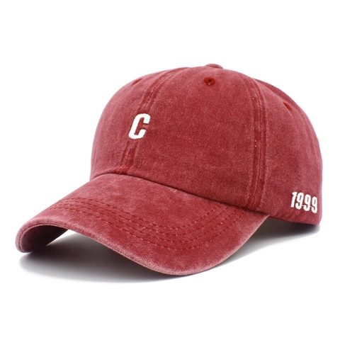 Gorra de Béisbol de Algodón Lavado Vintage para Hombre Mujer Ajustable Streetwear Soft Top Sombrero de Papá con Bordado Letra C