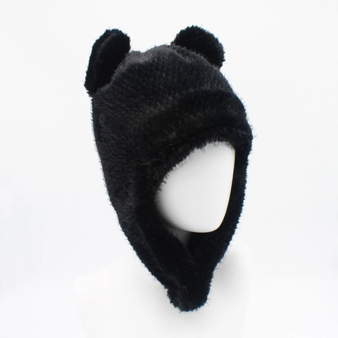Chapeau de Protection des Oreilles en Peluche Ours Mignon pour Femmes Chaud Hiver Fausse Fourrure Lei Feng Bonnet de Ski Extérieur