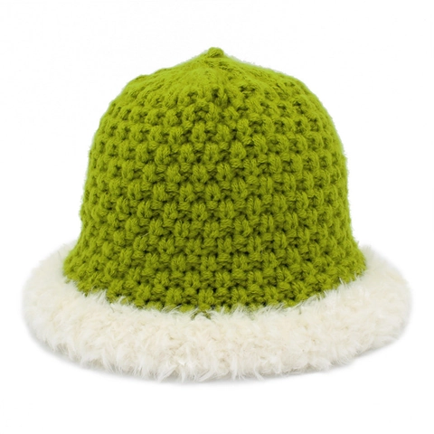 Winter Warm Knitted Bucket Hat For Women Japanese Retro Patchwork Plush Fisherman Cap Windproof Outdoor Cold Weather Hat