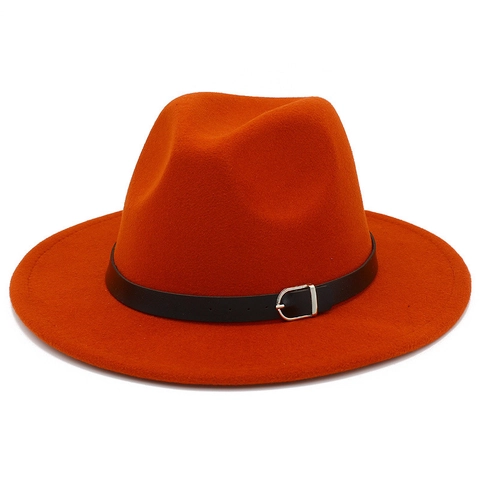 Vintage Einfarbig Wollen Fedora Hut Für Damen Herren Breiter Krempe Jazz Hut Mit Dekorativer Gürtelschnalle Klassisches Herbst Winter Accessoire