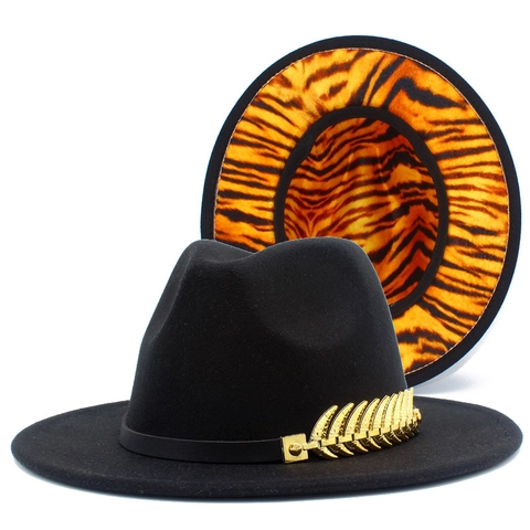 Vintage British Fedora Hat Wide Brim Jazz Hat With Golden Leaf Metal Accessory Cotton Polyester Felt Cap For Men Women
