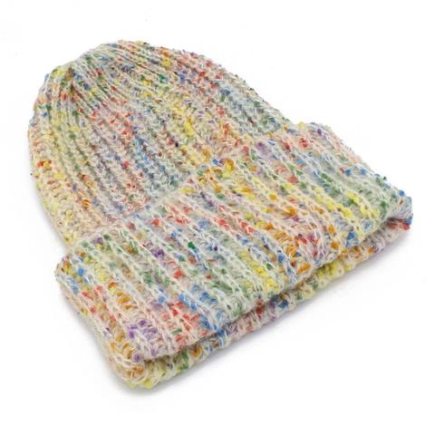 Berretto in Maglia Pesante Invernale da Donna Con Coriandoli Colorati Arcobaleno Morbido Berretto All'aperto