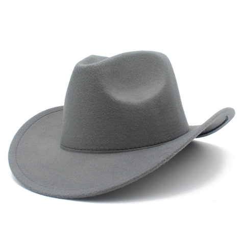 Western Cowboy Hat For Women Men Vintage Wide Brim Polyester Felt Fedora Jazz Hat Solid Color Outdoor Travel Sun Hat