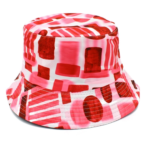 Chapeau Bob à Imprimé Géométrique Abstrait à la Mode en Coton Unisexe Pare-Soleil Style Streetwear Extérieur Décontracté