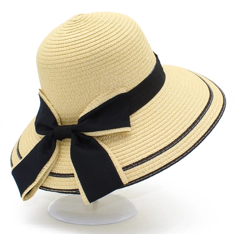 Women Elegant Wide Brim Straw Sun Hat With Large Bowknot Summer Beach UV Protection Foldable Breathable Shading Vacation Hat