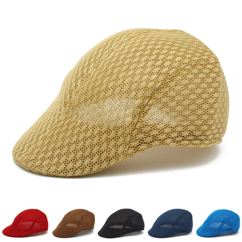Vintage Herren Mesh Atmungsaktive Schiebermütze Britischer Stil Sommer Baskenmütze Für Sonnenschutz Mittleres Alter Ivy Cap