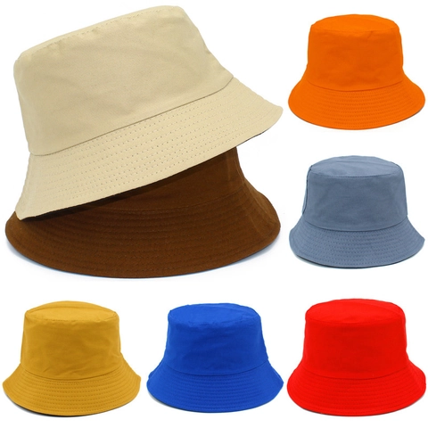 Chapeau Bob en Coton Couleur Unie pour Femmes Hommes Réversible Protection Solaire Été Plage Pliable Chapeau de Bassin Extérieur