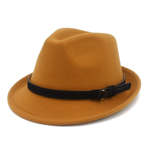 Vintage Wollfilz Fedora Hut Für Damen Herren Breitkrempiger Jazzhut Mit Gürtelschnalle Herbst Winter Britischer Stil Retro Zylinder