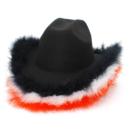 Western Cowboy Hat With Feather Trim For Women Fedora Style For Halloween Party Costume Fashion Sunshade Headwear