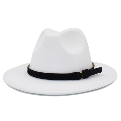 Chapeau Fedora Vintage en Mélange de Laine Large Bord pour Femmes Hommes Chapeau Jazz Mode Avec Boucle Style Panama Britannique
