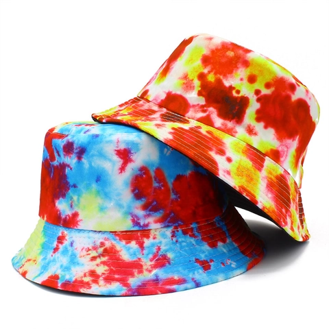Πολύχρωμο Καπέλο Bucket Tie-Dye για Γυναίκες Άνδρες Βαμβακερό Προστασία από τον Ήλιο Streetwear Καθημερινό Καπέλο Ήλιου Ταξιδιού