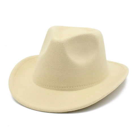Sombrero Fedora de Vaquero Occidental Vintage Para Niños Adultos Sombrero de Jazz de Fieltro de Lana Color Sólido Gorra Solar