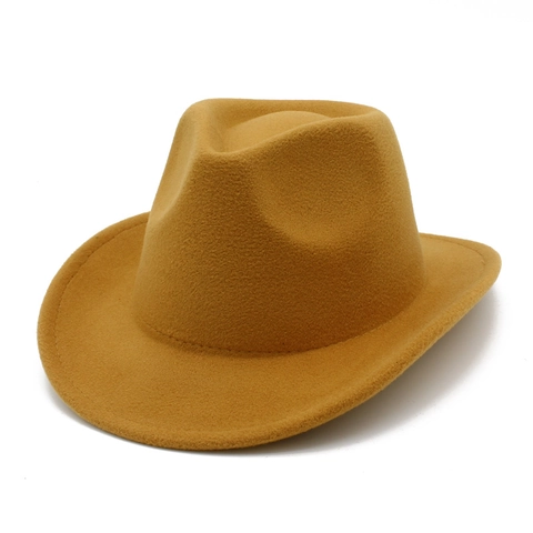 Sombrero Fedora de Vaquero Occidental Vintage Para Niños Adultos Sombrero de Jazz de Fieltro de Lana Color Sólido Gorra Solar