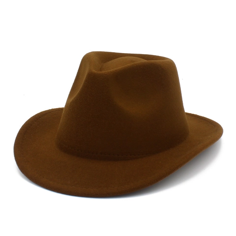 Vintage Cotton Blend Fedora Cowboy Hat Pinch Crown Wide Brim Sun Hat For Adults Kids Party Photography Performance Gift