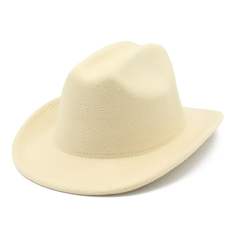 Chapeau de Cow-boy Western Classique Rétro en Feutre Fedora à Bord Large Chapeau de Jazz pour Adultes Enfants Parents Plein Air
