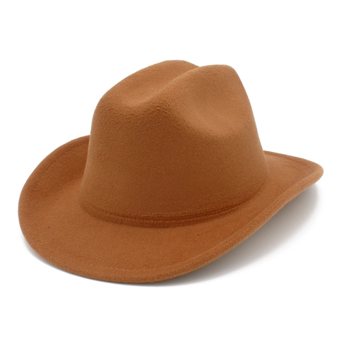 Chapeau de Cow-boy Western Classique Rétro en Feutre Fedora à Bord Large Chapeau de Jazz pour Adultes Enfants Parents Plein Air
