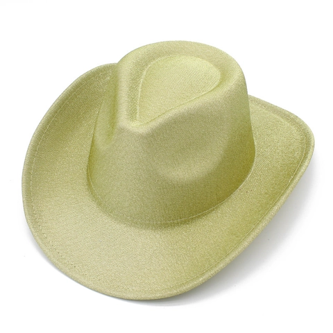 Cappello da Cowboy Occidentale Con Paillettes Glitter per Donna Uomo Halloween Party Jazz Fedora Cappello Lucido Esibizione Palco